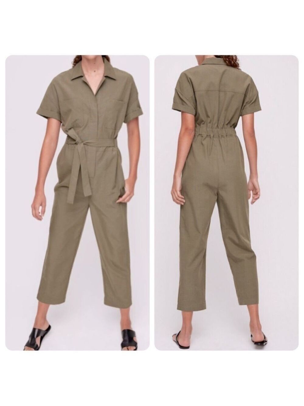 Aritzia The Group Babaton Ronnie Jumpsuit Cropped Belt Pants Romper Size XXS